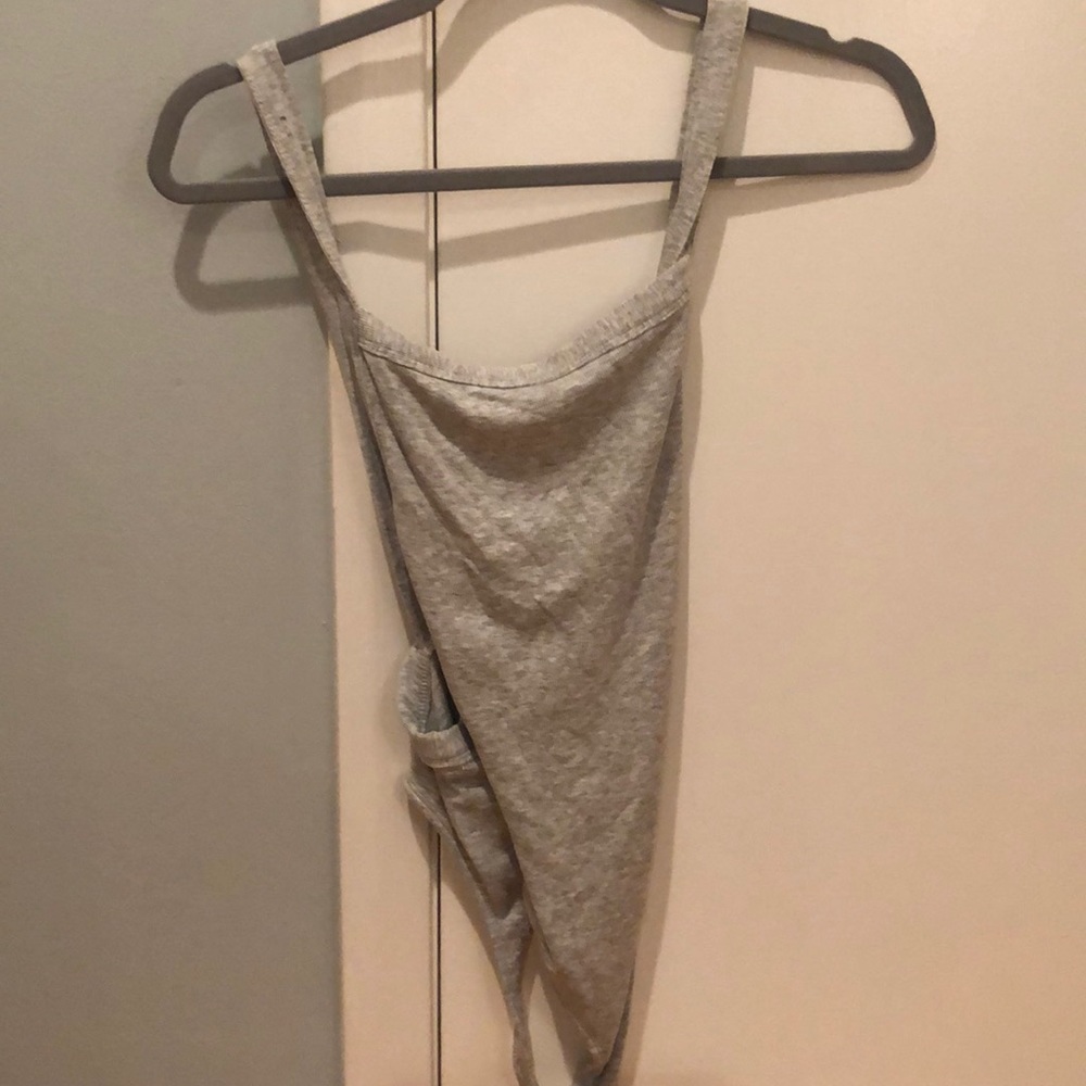 Cute cross back grey bodysuit